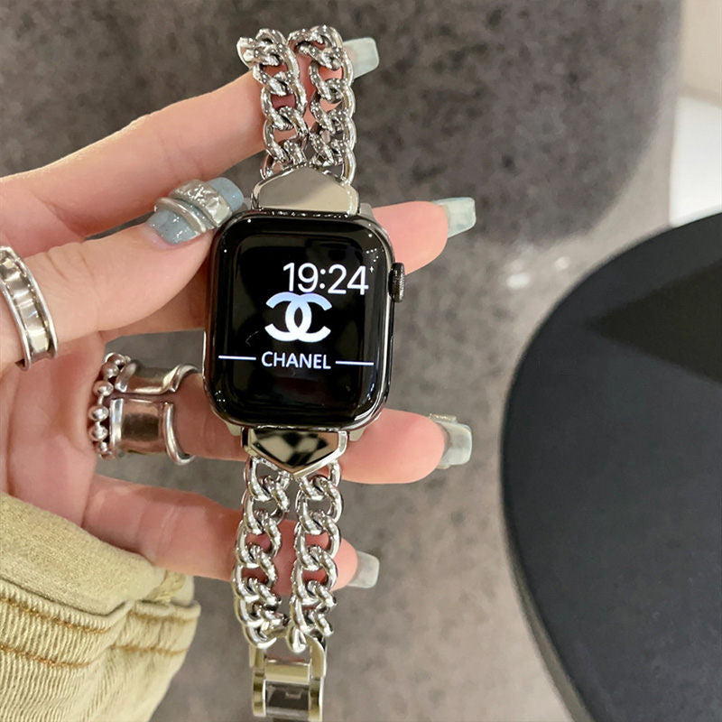 ステンレス apple watchバンド ダブルチェーン アップルウォッチバンド シンプル おしゃれ GETCASE シルバー 38/40/41/42(Series10)mm