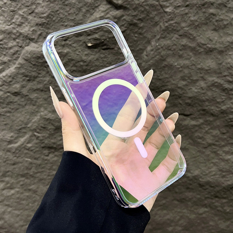 iphone17pro/17promax ガラスケース オーロラ magsafeケース 黄ばまない クリアケース GUESTCASE