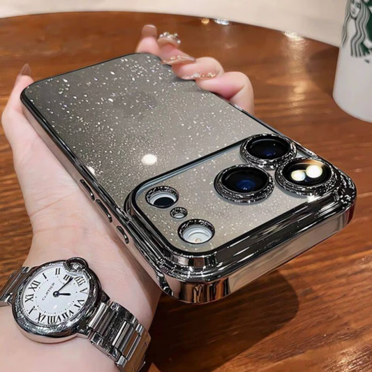 iphone用キラキラと輝く星のようなケース かわいい 黄ばみにくいトレンドのiPhoneクリアケース 我的商店