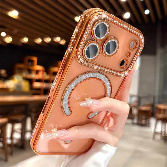 クリア iphone17pro/16pro ケース ストーンデコ マグセーフケース キラキラ GETCASE