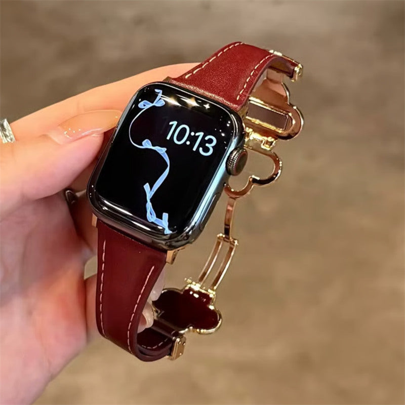 アップル ウォッチ レザー バンド 四葉のクローバー apple watch Series11/SE3対応 バンド かわいい 女性