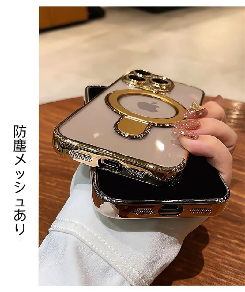 フラット設計スタンドiPhoneクリアケース カメラ保護 iPhoneハードソフトケース かわいい