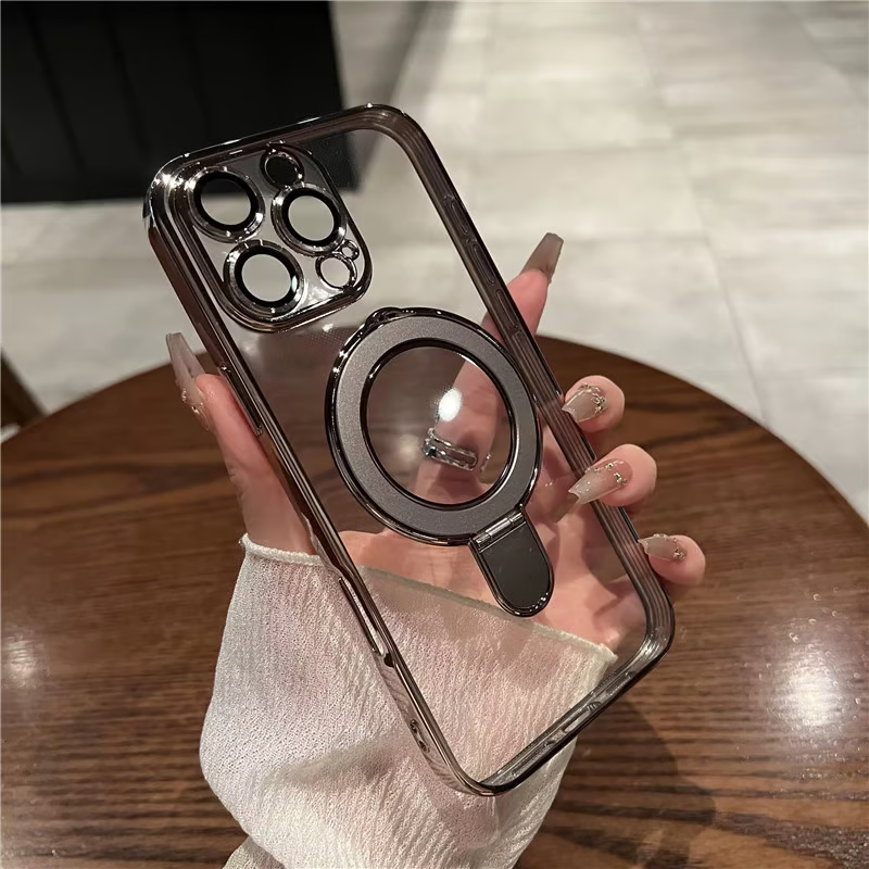 フラット設計スタンドiPhoneクリアケース カメラ保護 iPhoneハードソフトケース かわいい
