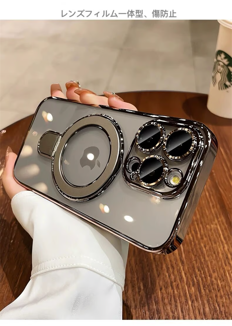 フラット設計スタンドiPhoneクリアケース カメラ保護 iPhoneハードソフトケース かわいい
