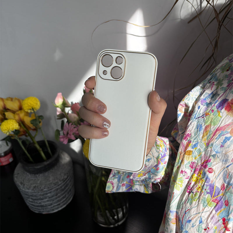 上質なシンプルレザーiPhoneケース ホワイトiPhoneマットレザーケース プチプラ GETCASE