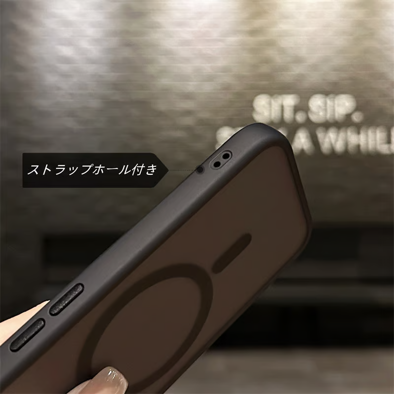 サラサラ感iPhone半透明ケース 滑り止め指紋防止 シンプルiPhoneクリアケース マグセーフ充電 GETCASE
