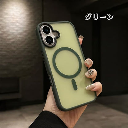 サラサラ感iPhone半透明ケース 滑り止め指紋防止 シンプルiPhoneクリアケース マグセーフ充電 GETCASE
