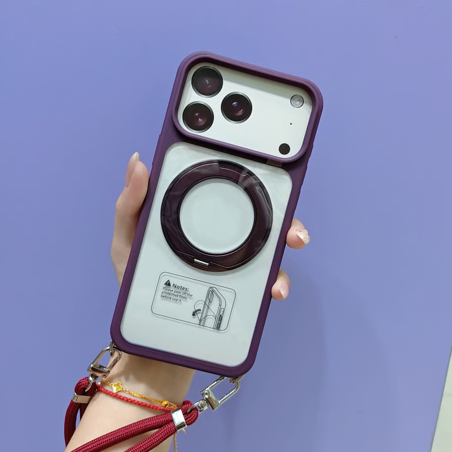隠れストラップホルダー付きiPhone18pro/17proケース マグスタンドiPhone透明ケース magsafe対応 GETCASE
