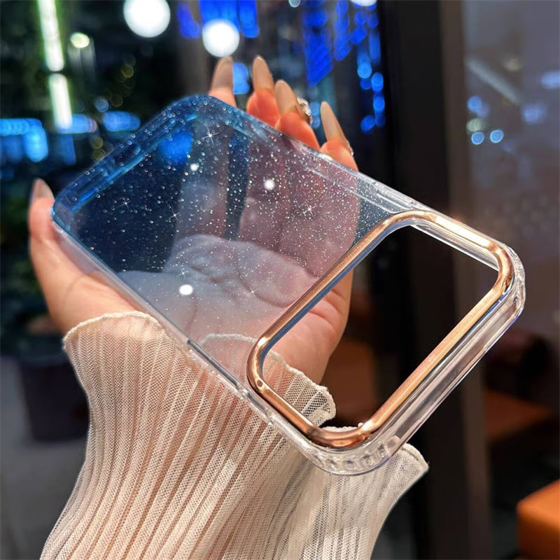 半透明 iphone17/16ケース グラデーション iphone ケース キラキラ メッキ