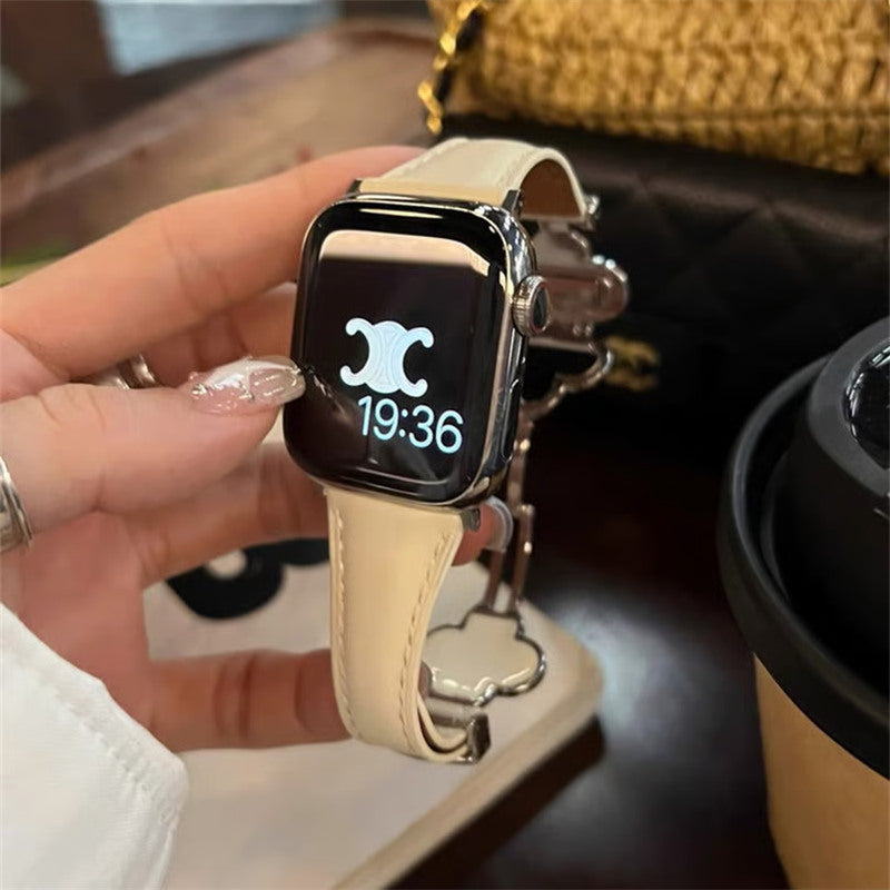 アップル ウォッチ レザー バンド 四葉のクローバー apple watch Series11/SE3対応 バンド かわいい 女性 guestcase