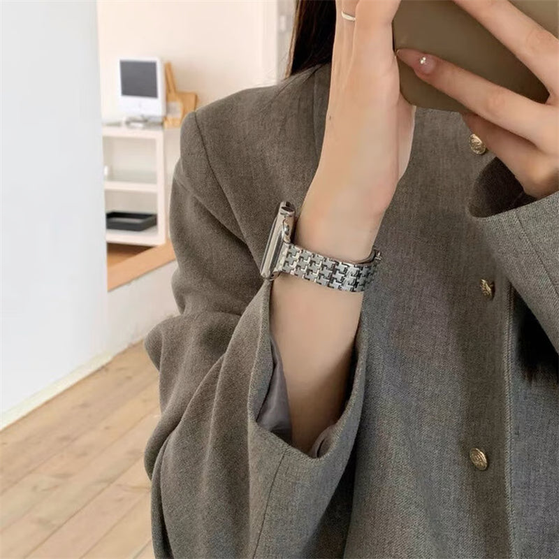 千鳥柄 アップルウォッチバンド おしゃれ ステンレスベルト 太め/細め2タイプあり GETCASE