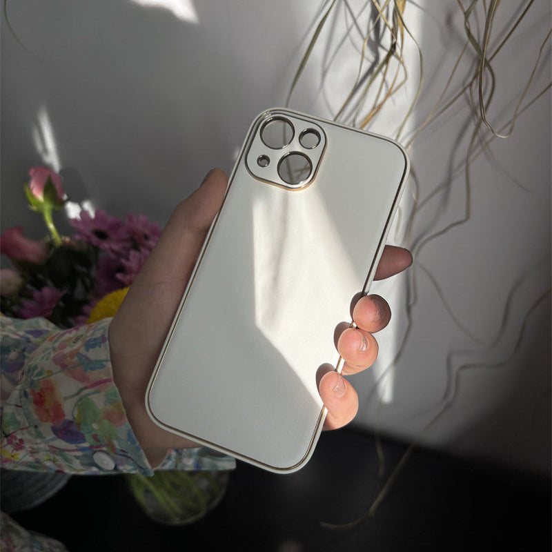 上質なシンプルレザーiPhoneケース ホワイトiPhoneマットレザーケース プチプラ GETCASE