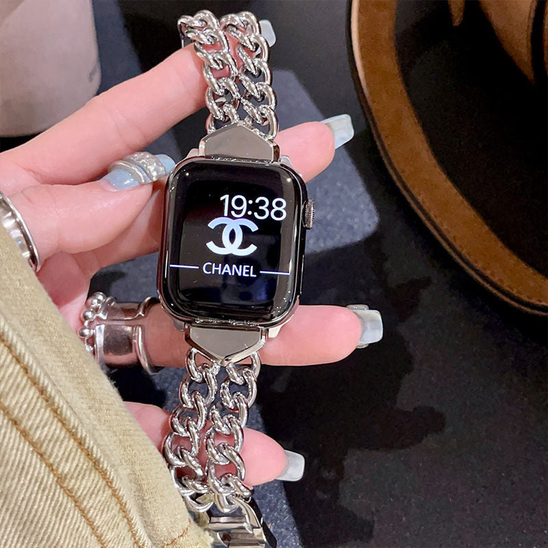 ステンレス apple watchバンド ダブルチェーン アップルウォッチバンド シンプル おしゃれ GETCASE