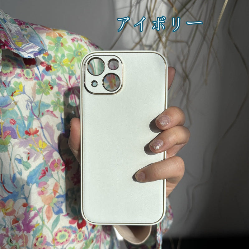 上質なシンプルレザーiPhoneケース ホワイトiPhoneマットレザーケース プチプラ GETCASE アイボリー iphone16