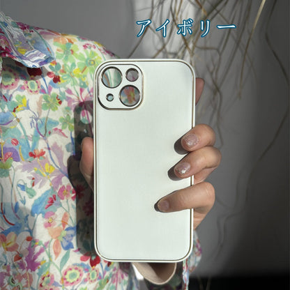 上質なシンプルレザーiPhoneケース ホワイトiPhoneマットレザーケース プチプラ GETCASE アイボリー iphone16
