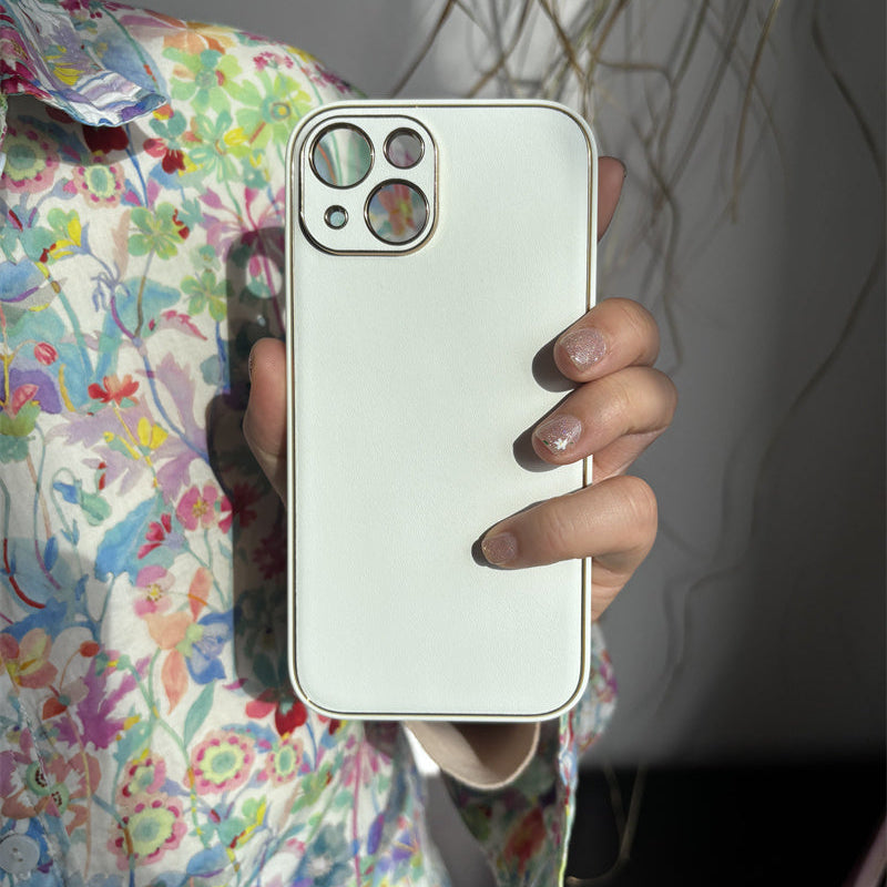 上質なシンプルレザーiPhoneケース ホワイトiPhoneマットレザーケース プチプラ GETCASE