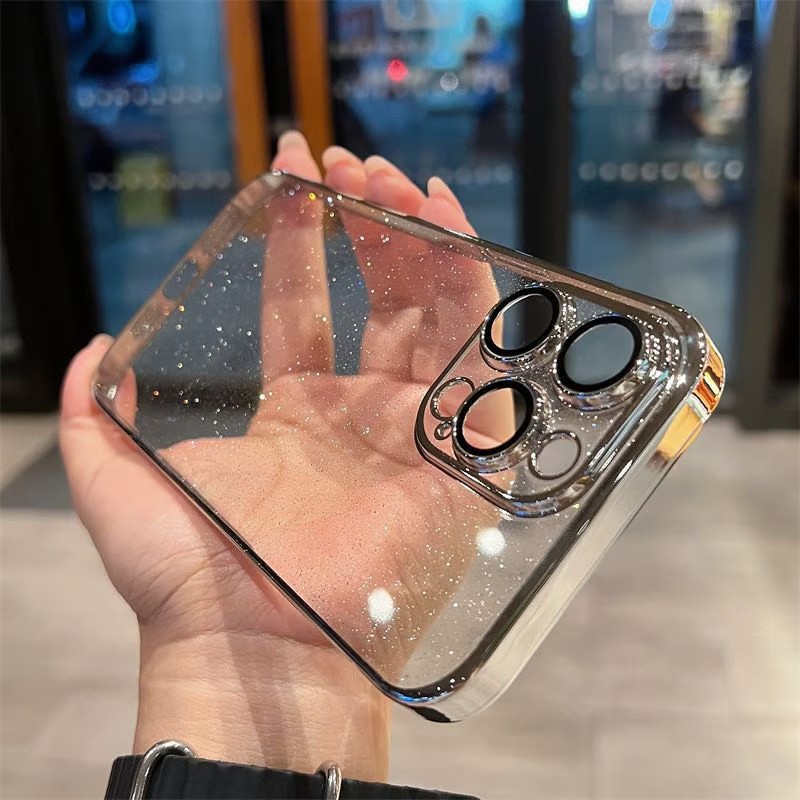 iphone用キラキラと輝く星のようなケース かわいい 黄ばみにくいトレンドのiPhoneクリアケース 我的商店