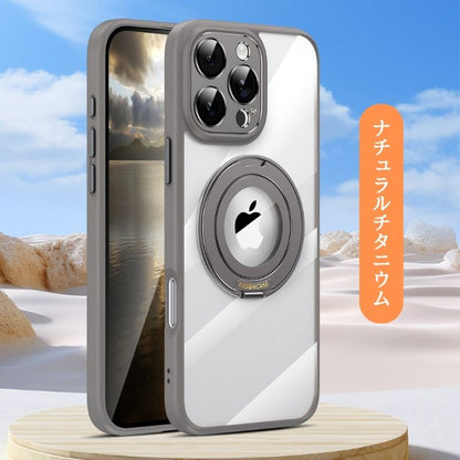カメラ保護マジックリングiPhoneケース 黄ばみにくいiPhoneクリアケース 挟むだけ 我的商店 ナチュラルチタニウム iPhone16