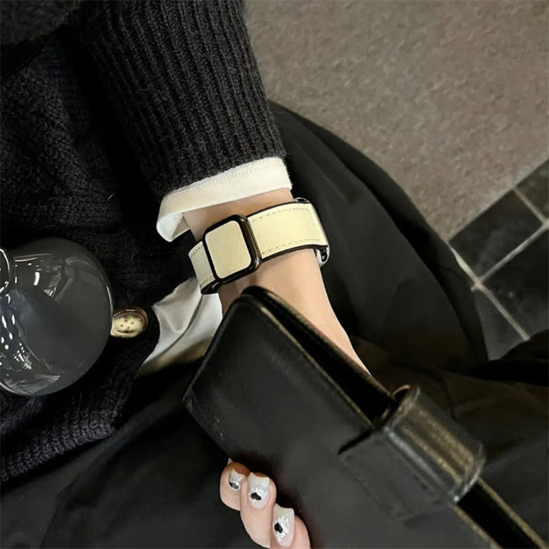 「男女兼用」apple watch series 11 バンド マグネット アップル ウォッチ バンド 革+シリコン guestcase