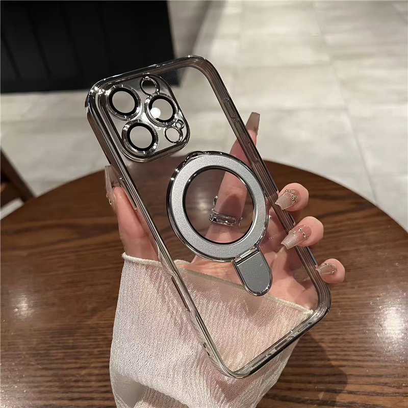 フラット設計スタンドiPhoneクリアケース カメラ保護 iPhoneハードソフトケース かわいい
