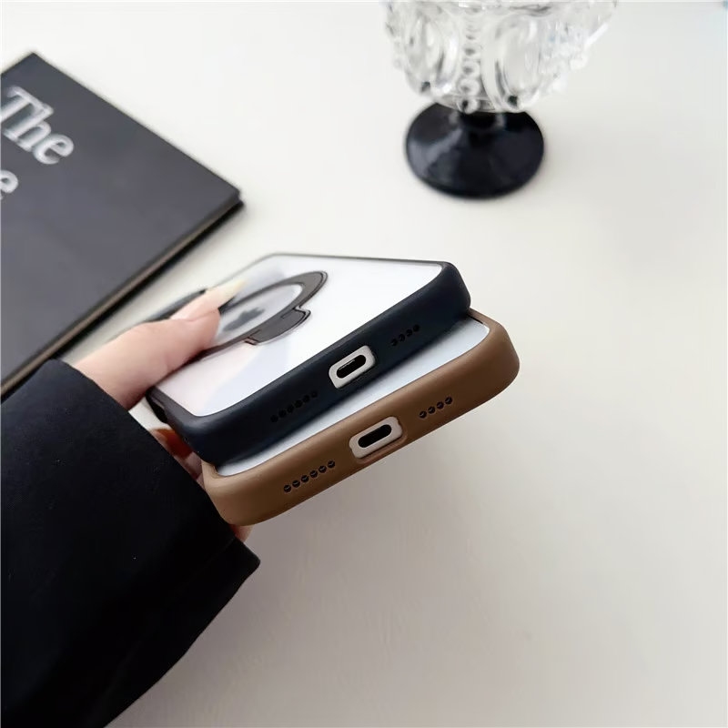 隠れスタンドiPhoneクリアケース カメラ保護 かわいい黄ばみにくいアイフォン透明カバー GETCASE