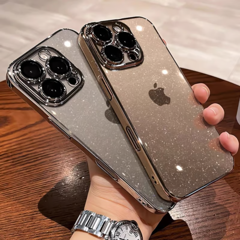 iphone用キラキラと輝く星のようなケース かわいい 黄ばみにくいトレンドのiPhoneクリアケース 我的商店