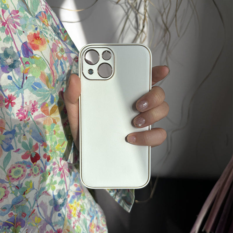上質なシンプルレザーiPhoneケース ホワイトiPhoneマットレザーケース プチプラ GETCASE