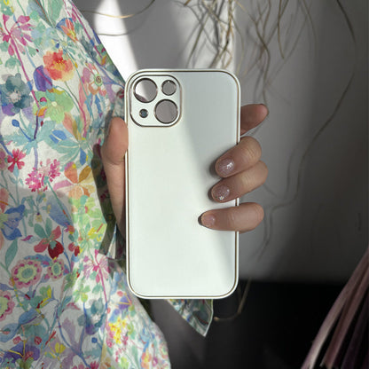 上質なシンプルレザーiPhoneケース ホワイトiPhoneマットレザーケース プチプラ GETCASE