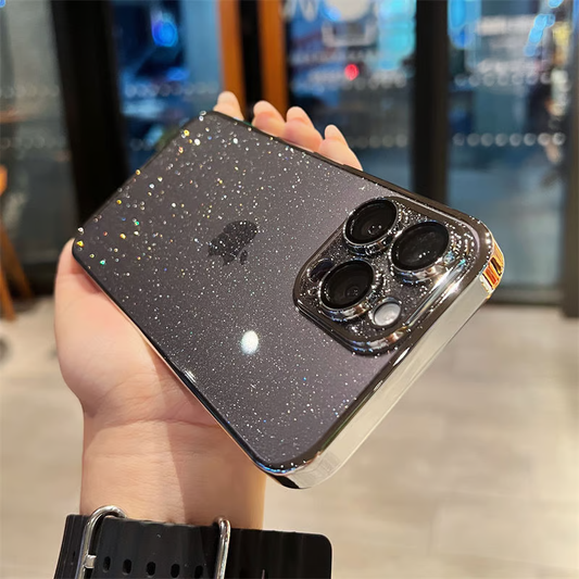 iphone用キラキラと輝く星のようなケース かわいい 黄ばみにくいトレンドのiPhoneクリアケース