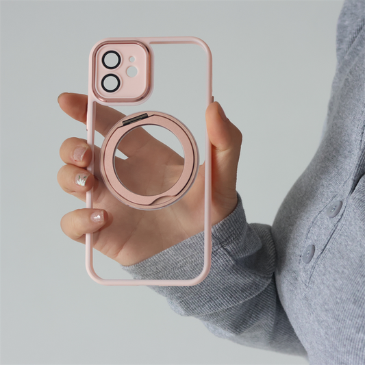 ピンクiPhoneクリアケース マグスタンドiPhone透明ケース カメラ保護 かわいい
