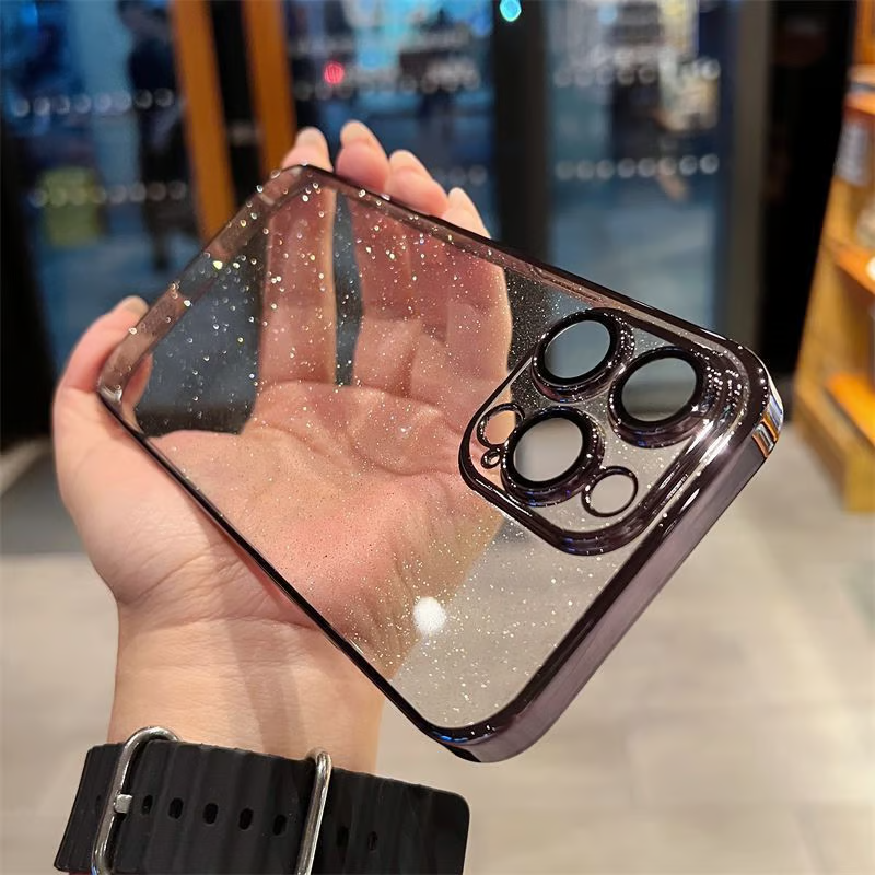 iphone用キラキラと輝く星のようなケース かわいい 黄ばみにくいトレンドのiPhoneクリアケース 我的商店
