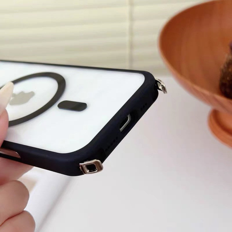 ストラップ付き iphone クリアケース ショルダー magsafe対応 隠しストラップホール付き GUESTCASE