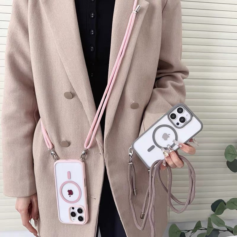 ストラップ付き iphone クリアケース ショルダー magsafe対応 隠しストラップホール付き GUESTCASE