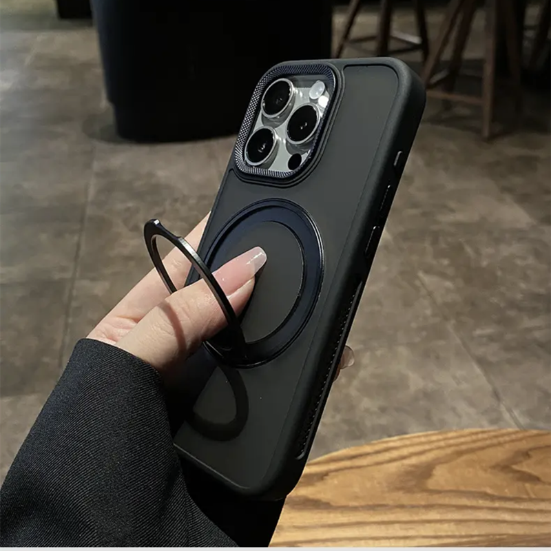 隠しスタンド付き iphone17/16 ケース マット 指紋・汚れつかない おしゃれ GUESTCASE