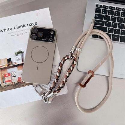 2本ストラップ付き magsafeケース iphone12~17シリーズ対応 ショルダーケース guestcase チタングレー iPhone17