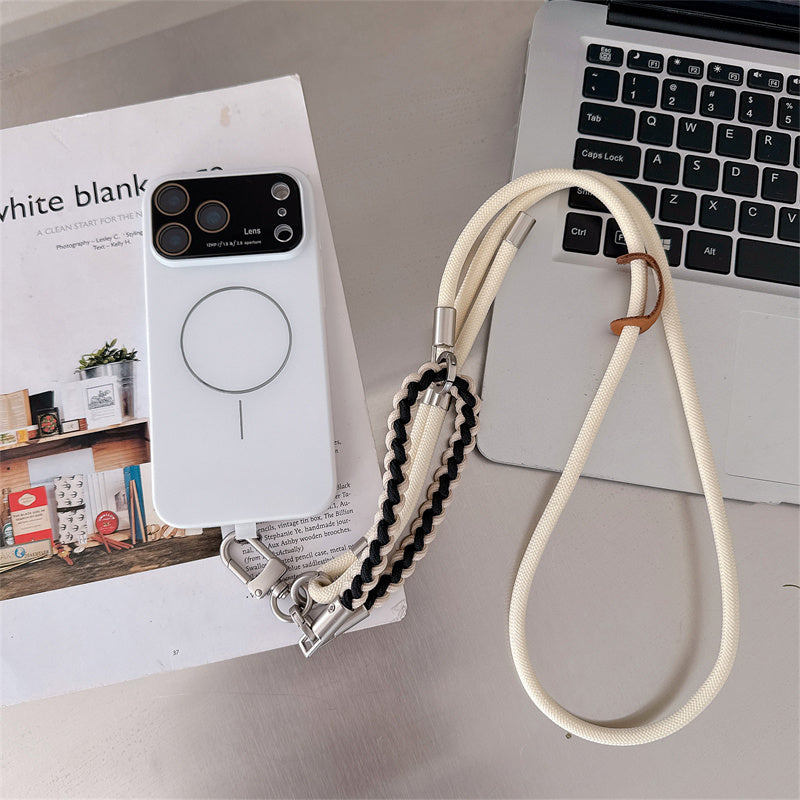 2本ストラップ付き magsafeケース iphone12~17シリーズ対応 ショルダーケース guestcase ホワイト iPhone17