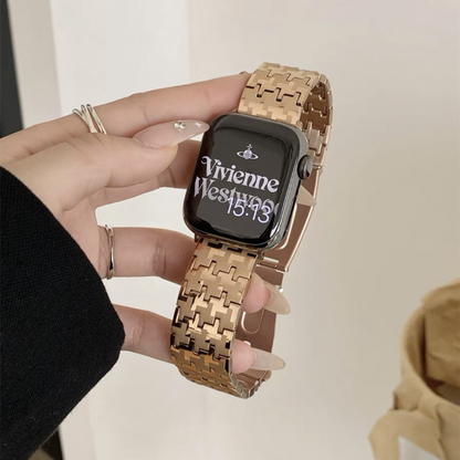 千鳥柄 アップルウォッチバンド おしゃれ ステンレスベルト 太め/細め2タイプあり GETCASE ピンクゴールド(太め) 38/40/41/42(Series10)mm
