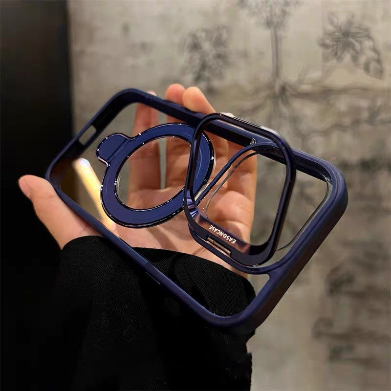 iphone17/17pro ケース スタンド 付き iphone16pro/15 クリアケース magsafe対応 GETCASE ディープブルー iPhone17