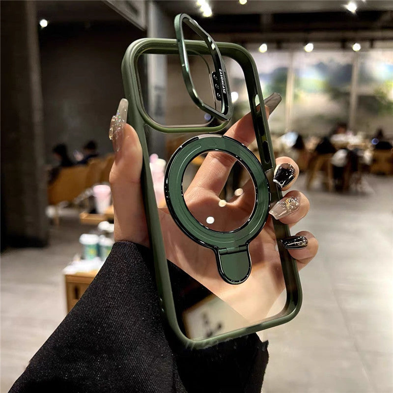 iphone ケース スタンド 付き iphone16pro/15 クリアケース magsafe対応