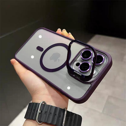 カメラ保護リング付き iphoneケース 隠しスタンド付き magsafeケース クリア