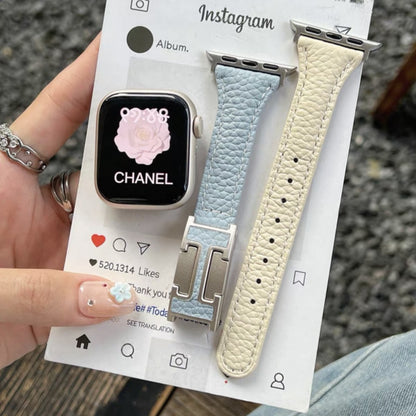 apple watch 革 バンド 高級 レディース アップル ウォッチ se3/11 バンド マグネット guestcase ブルー＆アイボリー 38/40/41/42(Series10/11)mm