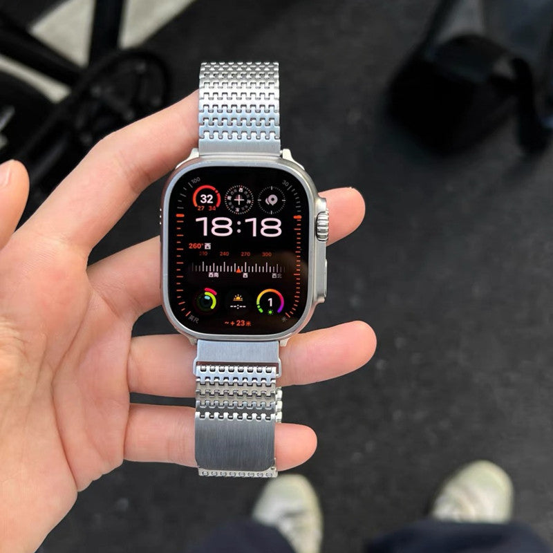 高級 ステンレス apple watchバンド モールス信号 アップルウォッチバンド マグネット式 軽い GUESTCASE シルバー 38/40/41/42(Series10)mm