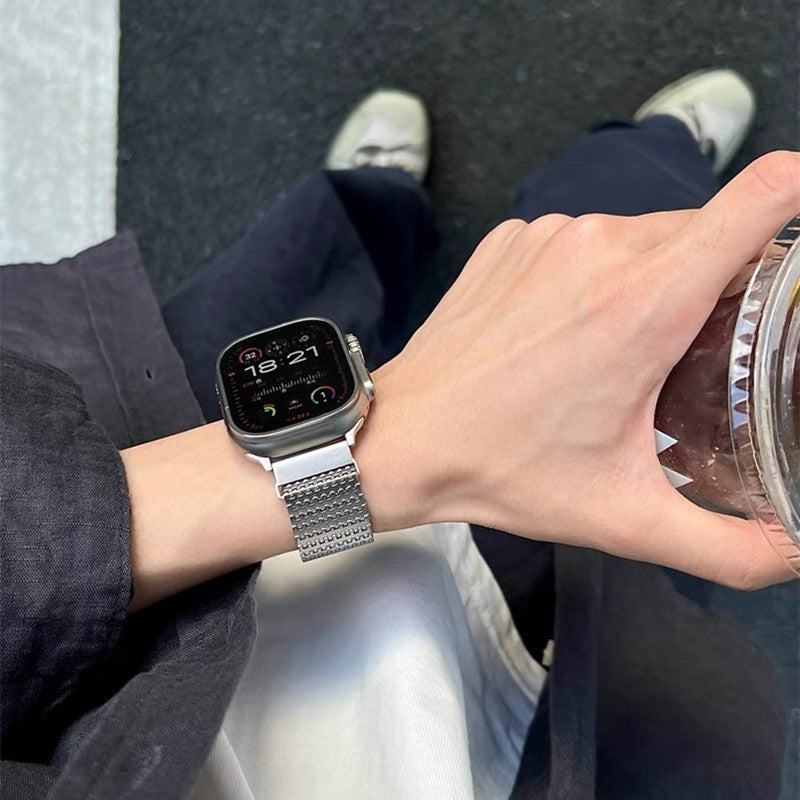 高級 ステンレス apple watchバンド モールス信号 アップルウォッチバンド マグネット式 軽い GUESTCASE