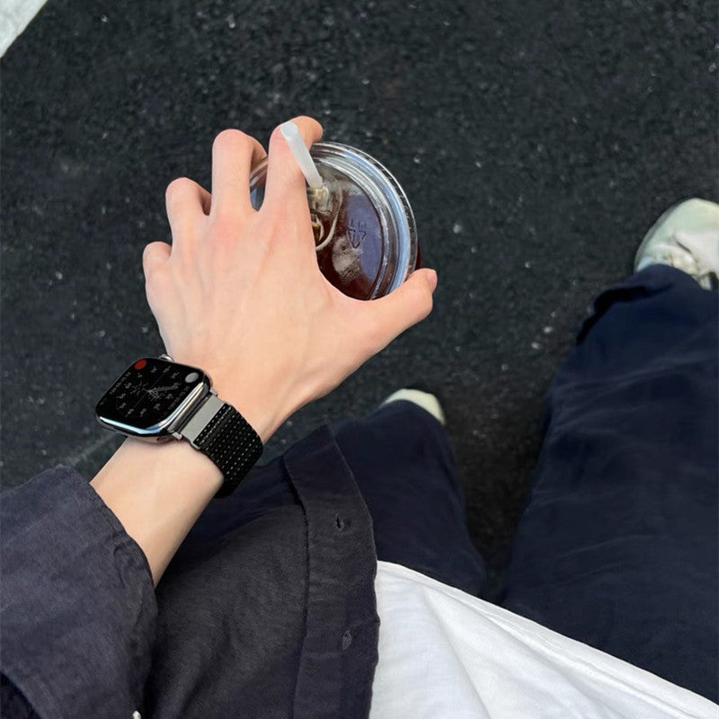 高級 ステンレス apple watchバンド モールス信号 アップルウォッチバンド マグネット式 軽い GUESTCASE
