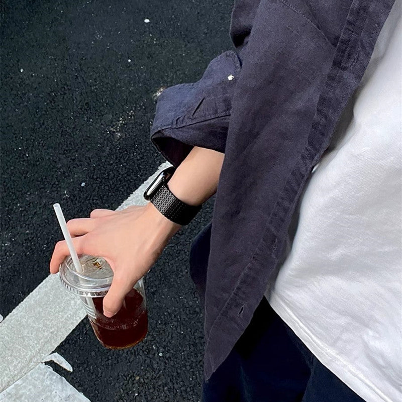 高級 ステンレス apple watchバンド モールス信号 アップルウォッチバンド マグネット式 軽い GUESTCASE