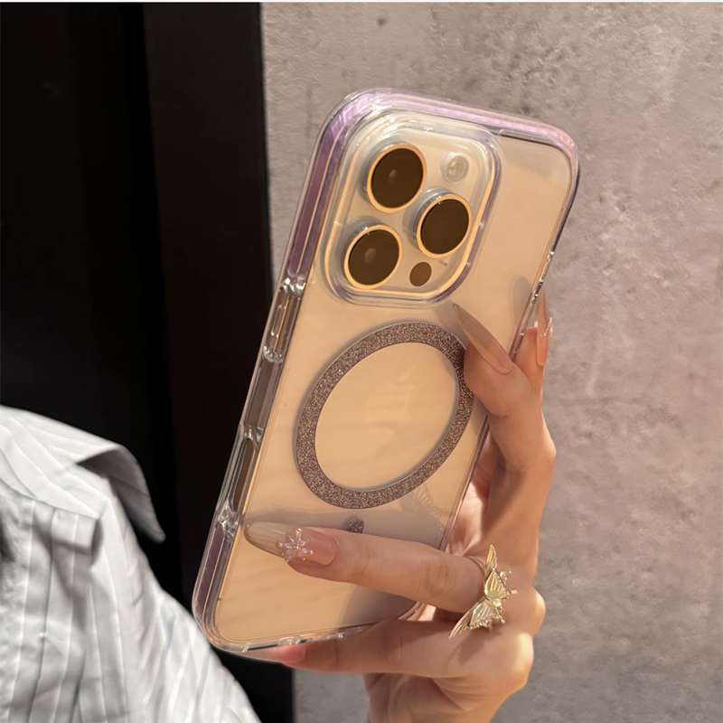 クリア iphone17pro/16pro ケース マグセーフ対応 iphoneケース おしゃれ 透明 キラキラ GUESTCASE