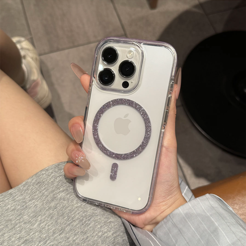 クリア iphone17pro/16pro ケース マグセーフ対応 iphoneケース おしゃれ 透明 キラキラ GUESTCASE