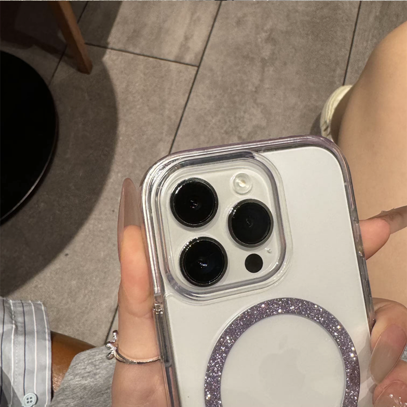 クリア iphone17pro/16pro ケース マグセーフ対応 iphoneケース おしゃれ 透明 キラキラ GUESTCASE