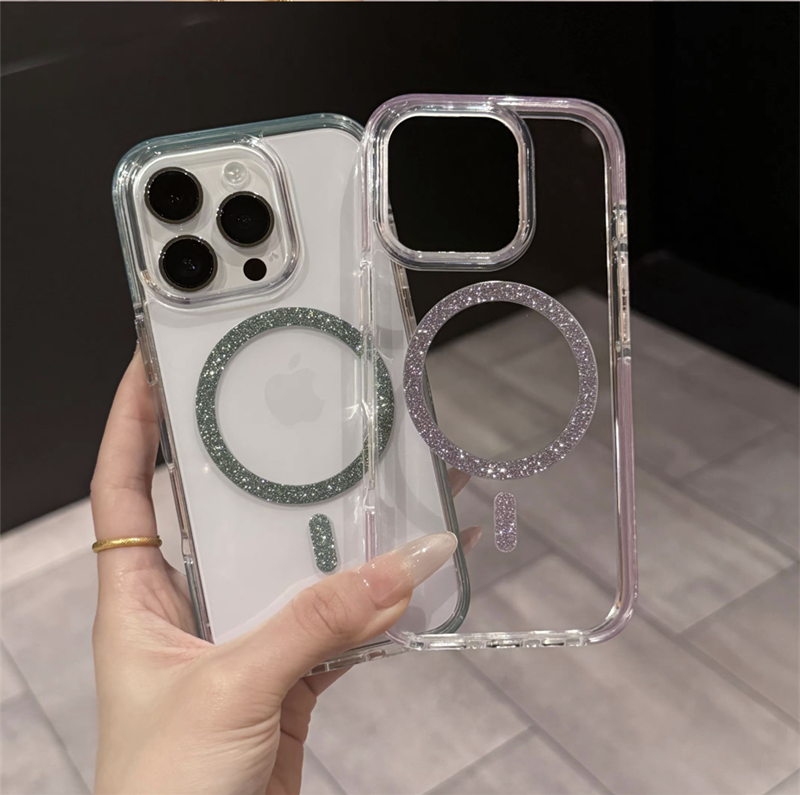 クリア iphone17pro/16pro ケース マグセーフ対応 iphoneケース おしゃれ 透明 キラキラ GUESTCASE