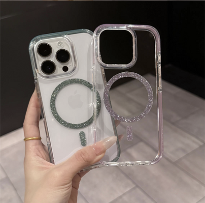 クリア iphone17pro/16pro ケース マグセーフ対応 iphoneケース おしゃれ 透明 キラキラ GUESTCASE